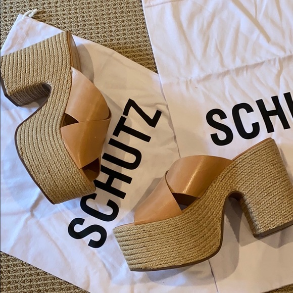 SCHUTZ Shoes - SCHUTZ NWT LEATHER AND ROPE PLATFORM SANDALS